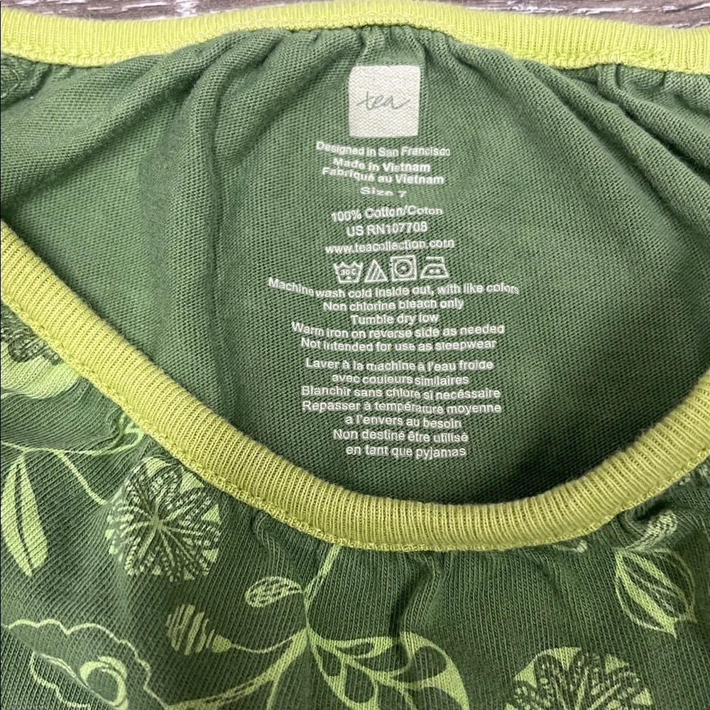 Girls green floral Tea dress size 7